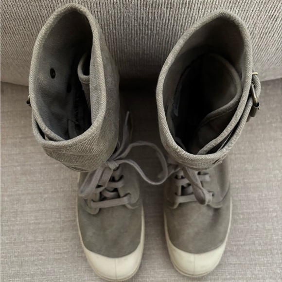 Palladium Pampa Pelaton Combat Boots Size 9 Women’s Beige Khaki Calf Buckles - Picture 10 of 12